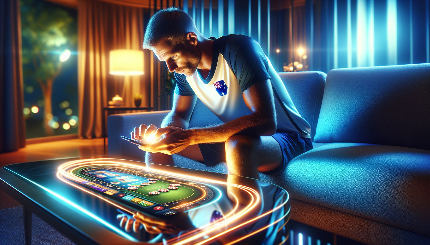 Australian player enjoying a smooth mobile casino session with bright interface elements and secure account access.